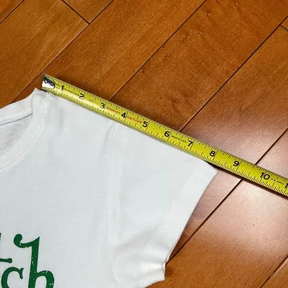 Y2K Von Dutch Logo Graphic Baby Tee White Green Babydoll T Shirt Vintage - Picture 15 of 15